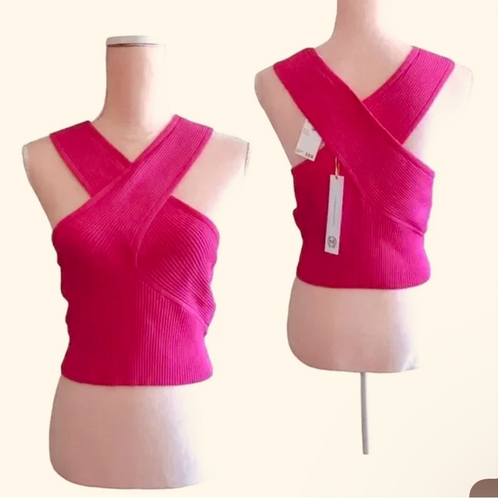 House Of Harlow Pink Halter Crop Top Size M NWT $125 - Picture 2 of 4